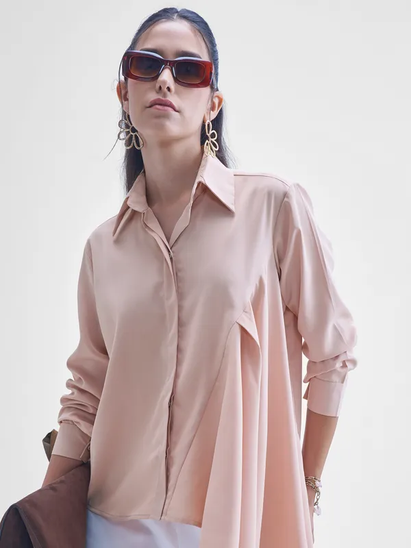 Tokyo Talkies Women Pink Solid casual shirts