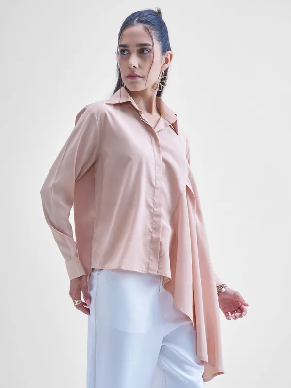 Tokyo Talkies Women Pink Solid casual shirts