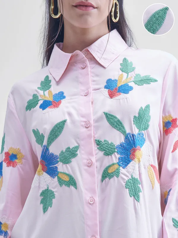Women Embroidered Regular Fit casual shirts