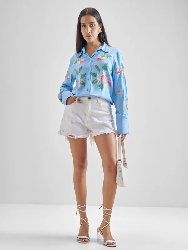 Women Embroidered Regular Fit Casual Shirt