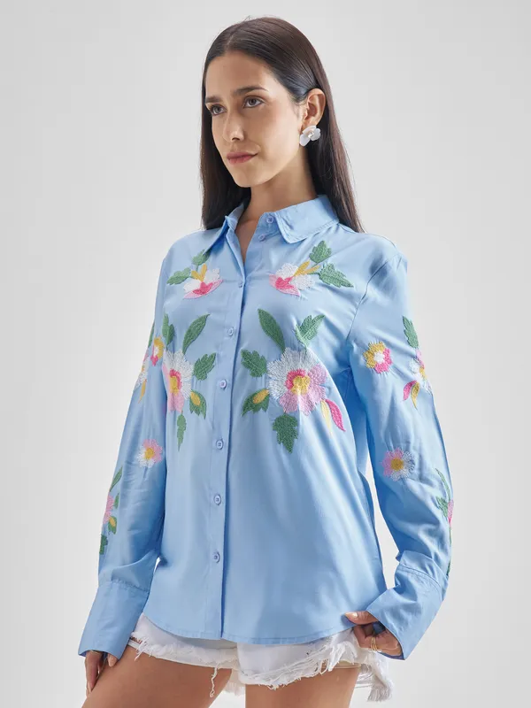 Women Embroidered Regular Fit Casual Shirt