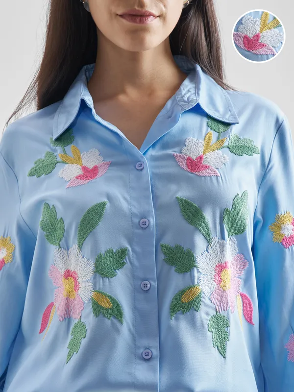 Women Embroidered Regular Fit Casual Shirt