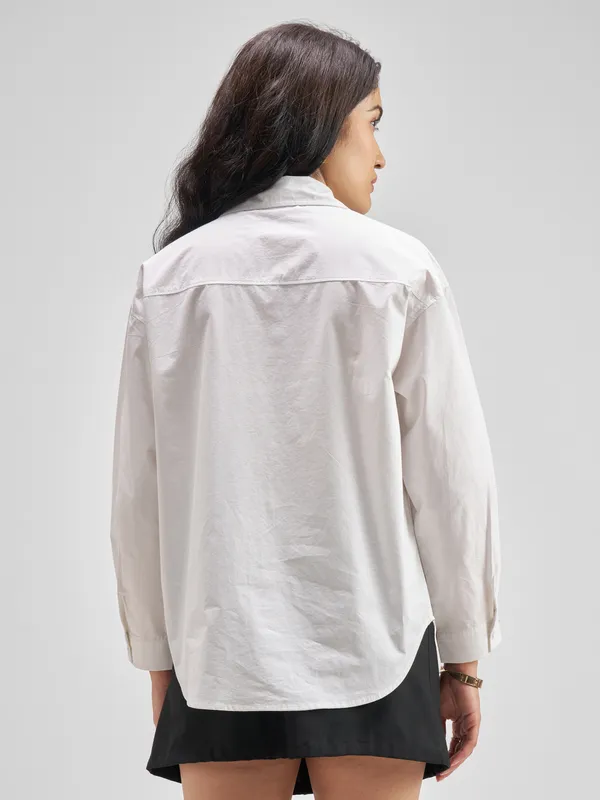 Chic By Tokyo Talkies Women White Solid Casual Shirt