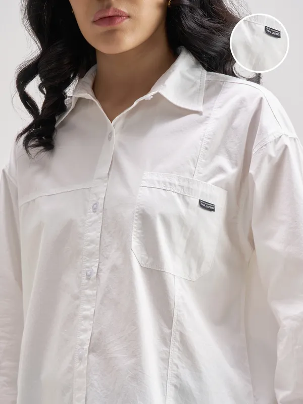 Chic By Tokyo Talkies Women White Solid Casual Shirt