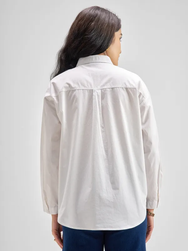 Chic By Tokyo Talkies Women White Solid Casual Shirt