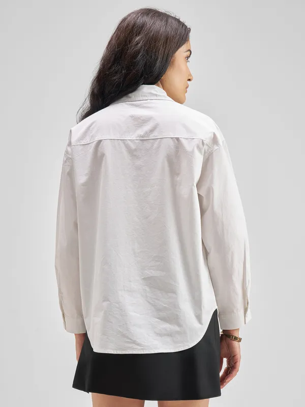 Tokyo Talkies Women White Solid Casual Shirt