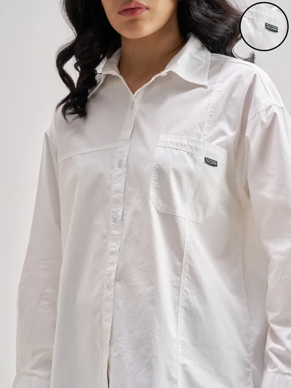 Tokyo Talkies Women White Solid Casual Shirt