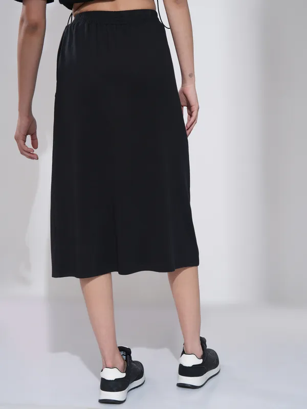 Tokyo Talkies Women Black Midi Skirt