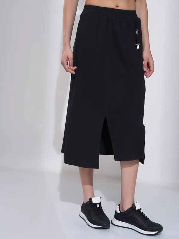 Tokyo Talkies Women Black Midi Skirt