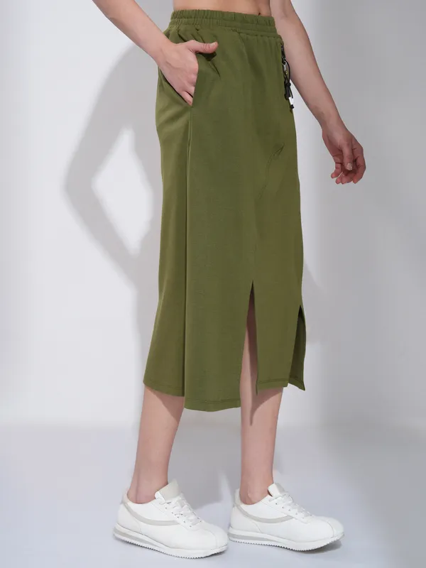 Tokyo Talkies Women Olive Midi Skirt