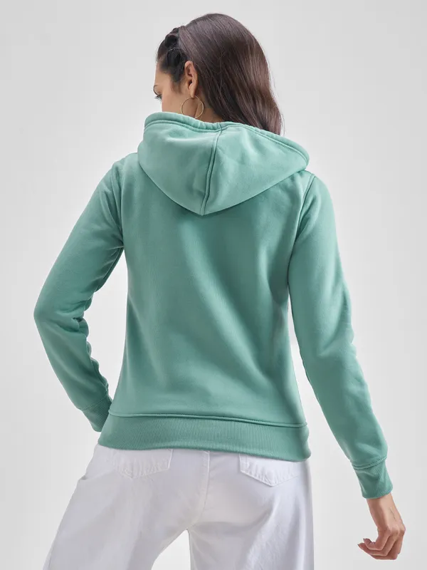  Tokyo Talkies Women Green Hood Sweatshirts