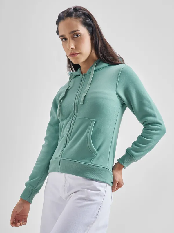  Tokyo Talkies Women Green Hood Sweatshirts