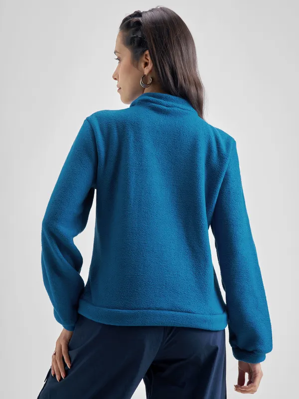  Tokyo Talkies Women Teal High Neck Sweatshirts