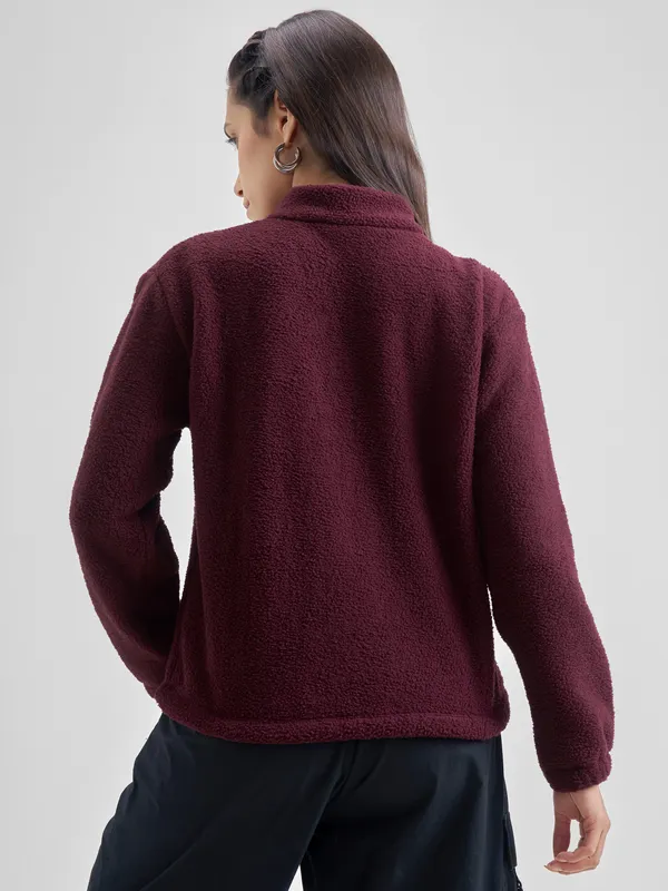  Tokyo Talkies Women Maroon High Neck Sweatshirts