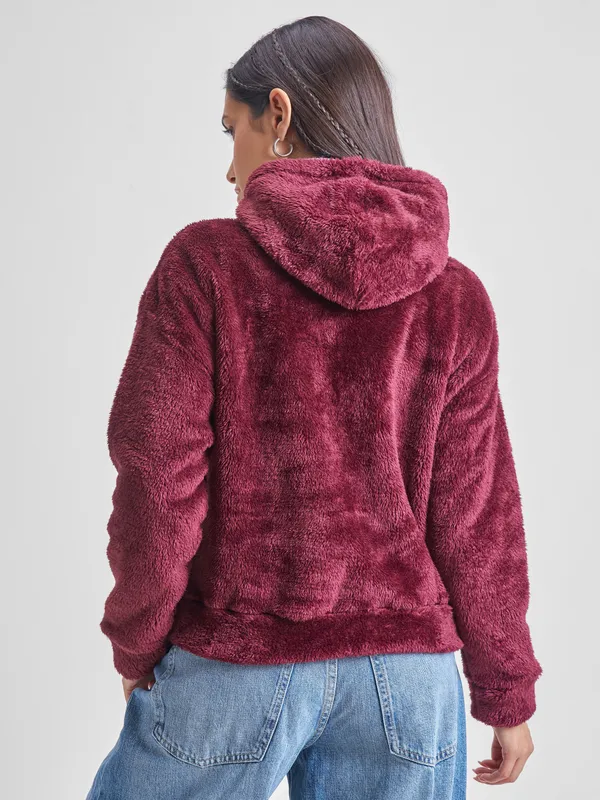  Tokyo Talkies Women Maroon Hood Sweatshirts