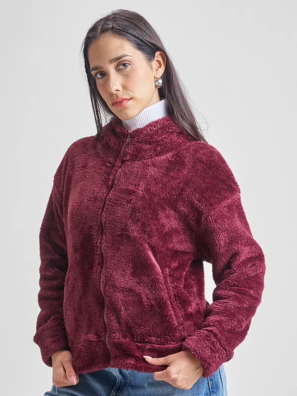  Tokyo Talkies Women Maroon Hood Sweatshirts