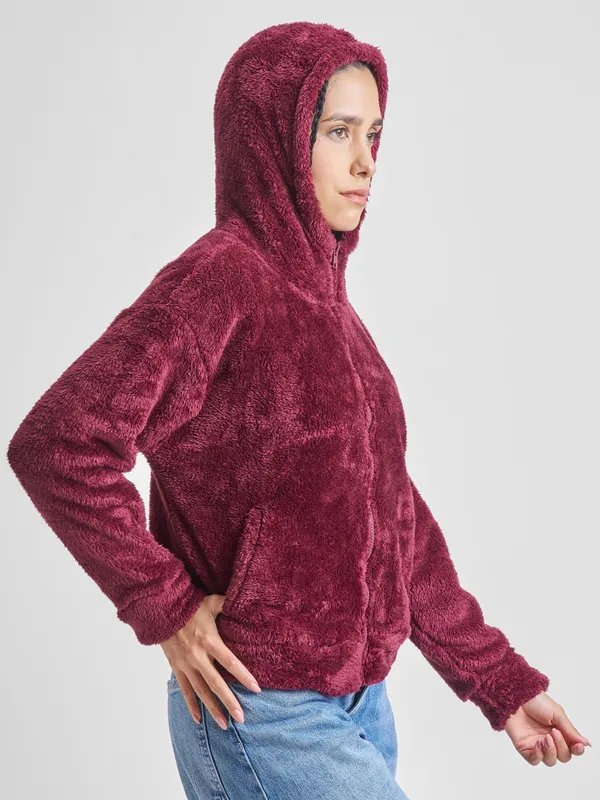  Tokyo Talkies Women Maroon Hood Sweatshirts