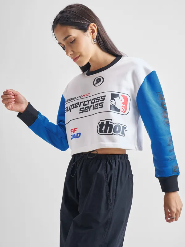  Tokyo Talkies Women White Round Neck Sweatshirts