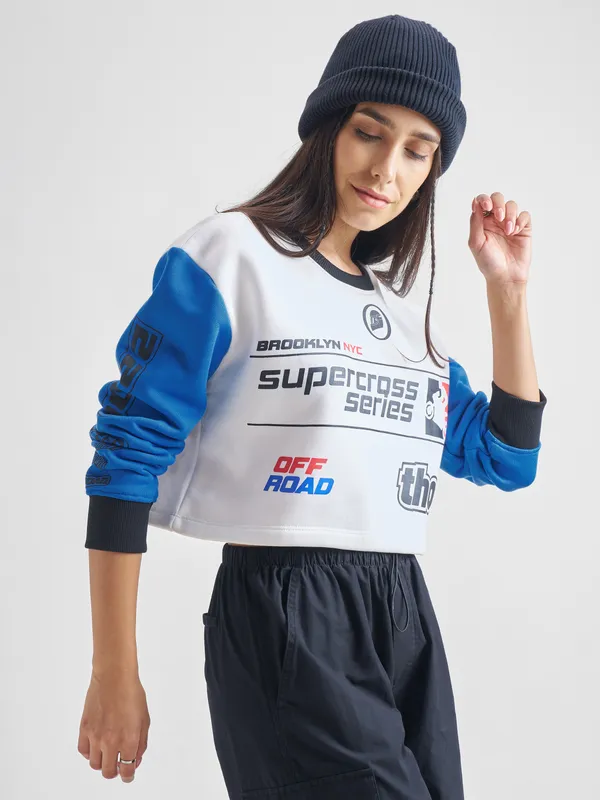  Tokyo Talkies Women White Round Neck Sweatshirts