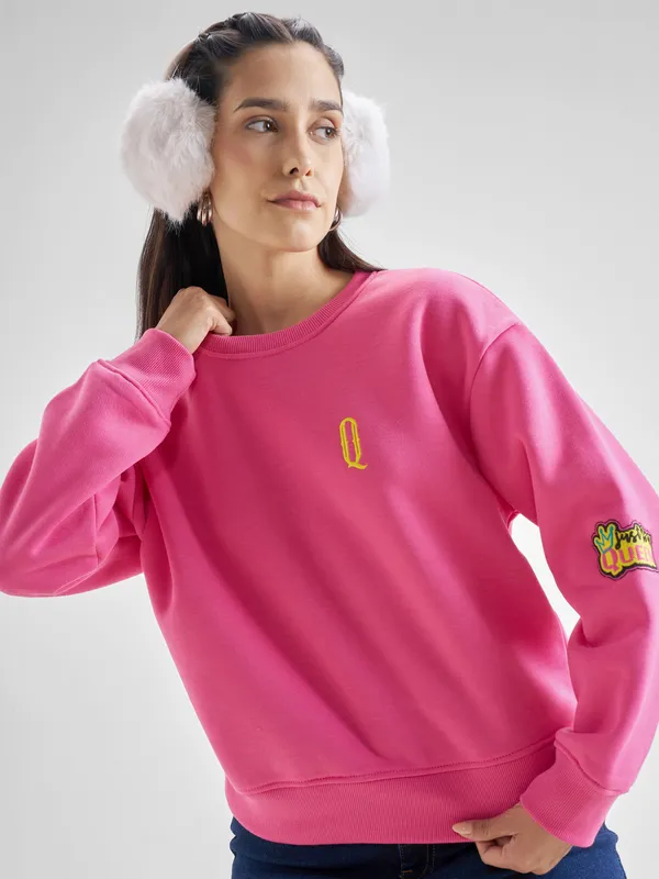 Women Self Design Sweatshirt