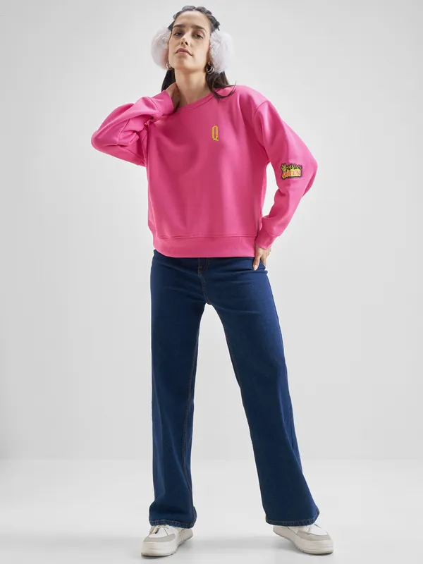 Women Self Design Sweatshirt