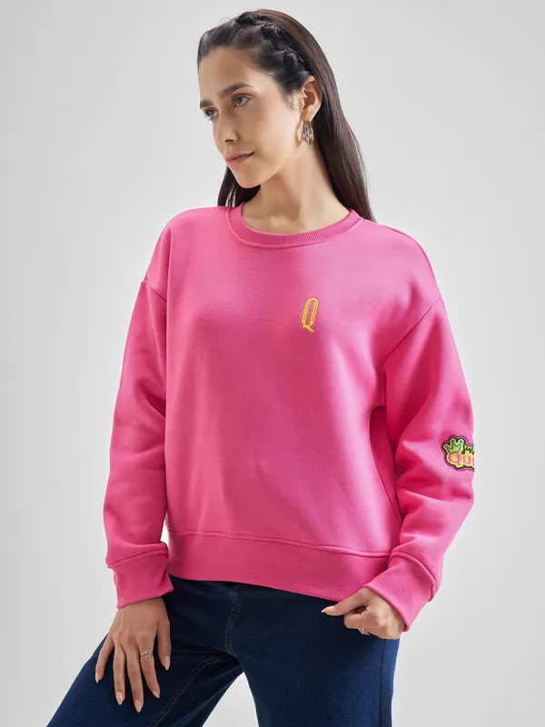 Women Self Design Sweatshirt