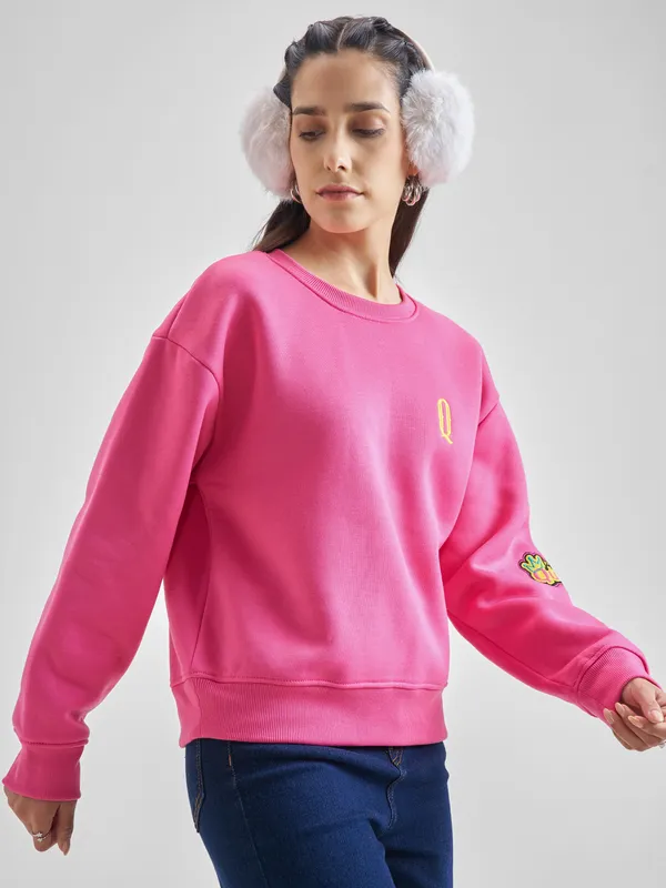 Women Self Design Sweatshirt