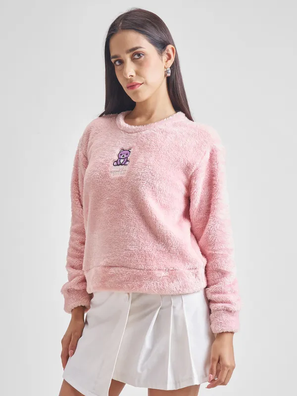 Women Self Design Sweatshirt