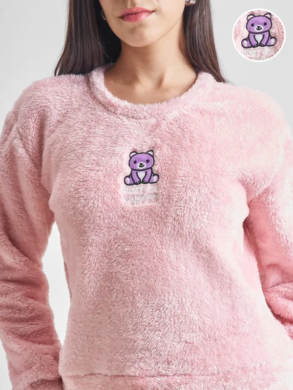 Women Self Design Sweatshirt