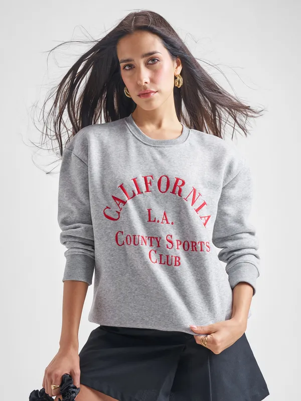 Women Self Design Sweatshirt