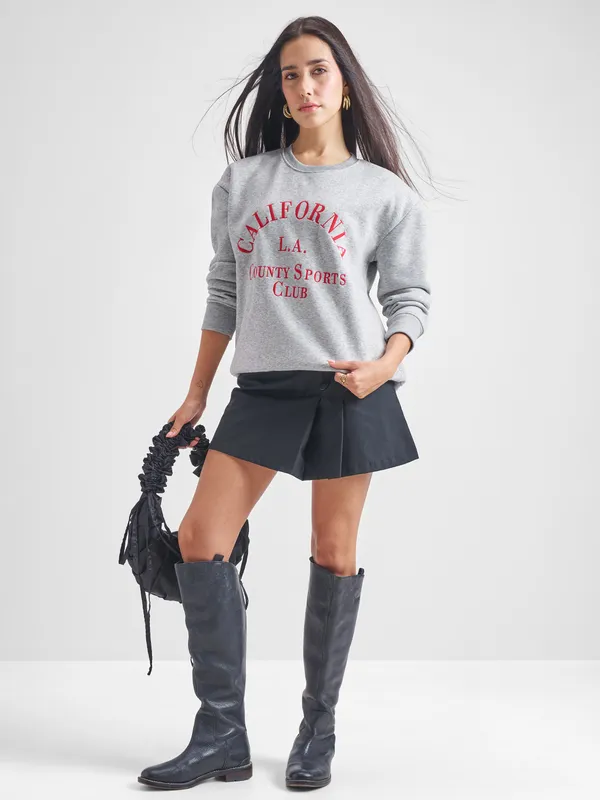 Women Self Design Sweatshirt