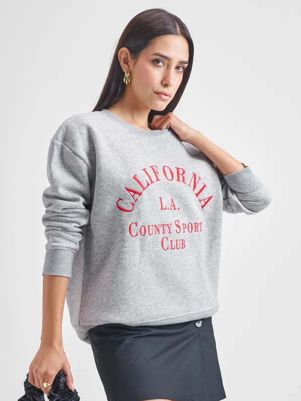 Women Self Design Sweatshirt