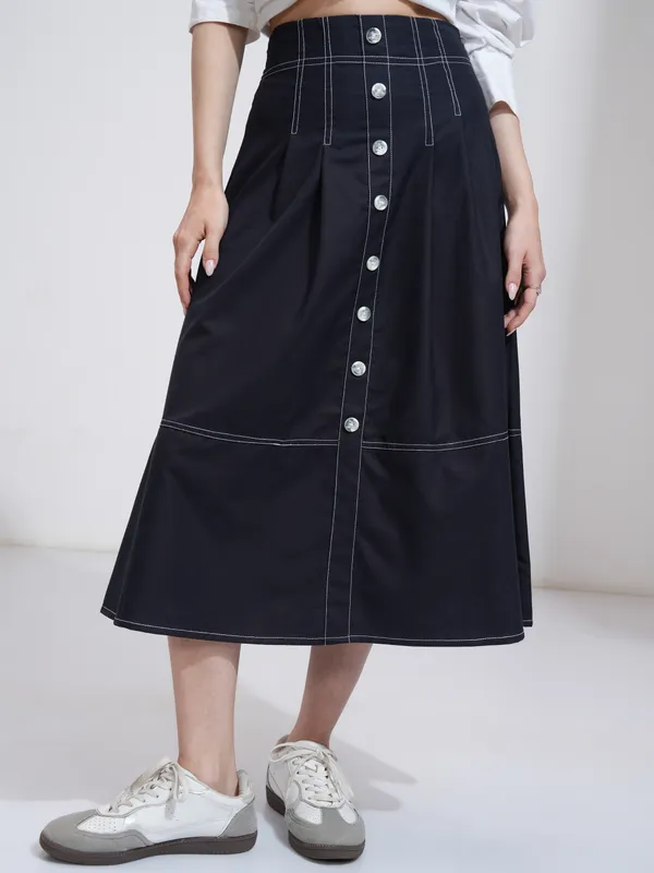  Tokyo Talkies Women Navy Blue Midi Skirts