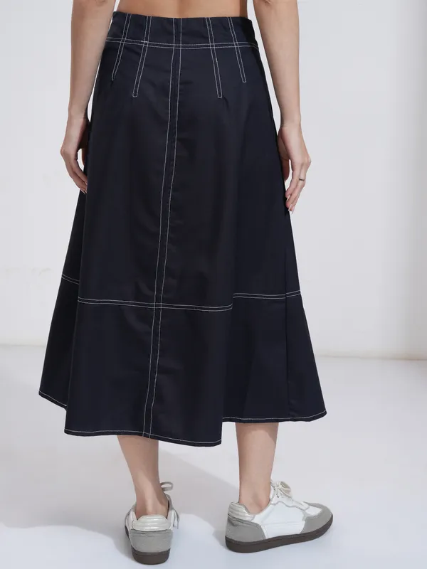  Tokyo Talkies Women Navy Blue Midi Skirts