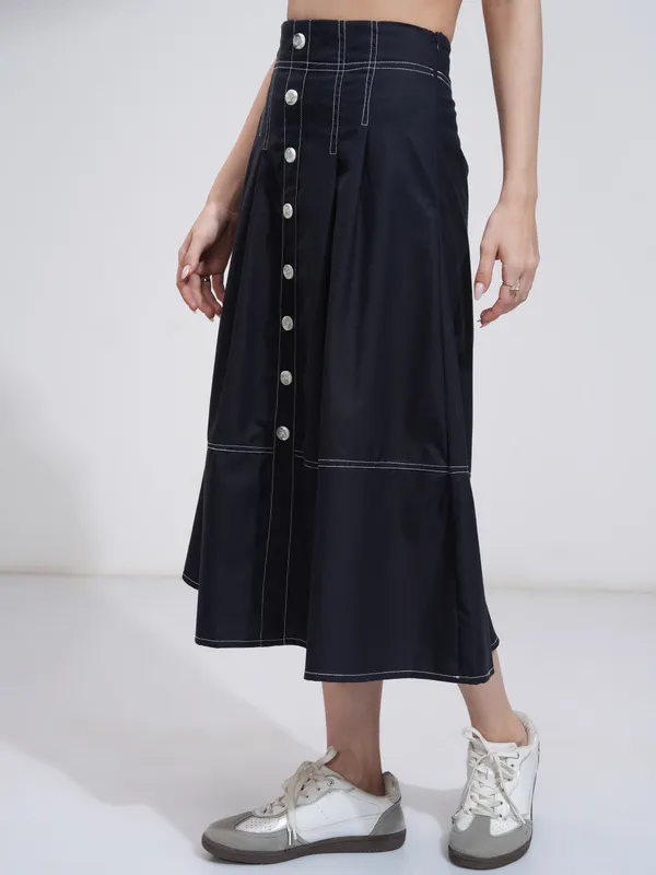  Tokyo Talkies Women Navy Blue Midi Skirts