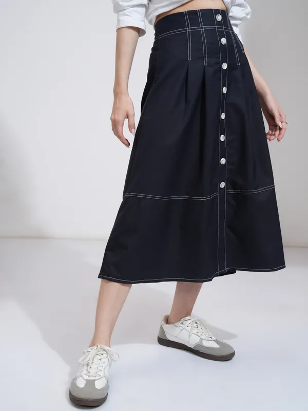  Tokyo Talkies Women Navy Blue Midi Skirts