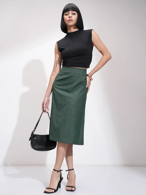  Tokyo Talkies Women Green Midi Skirts