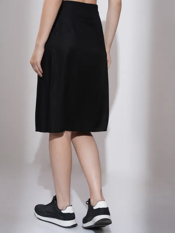 Tokyo Talkies Women Black Midi Skirt