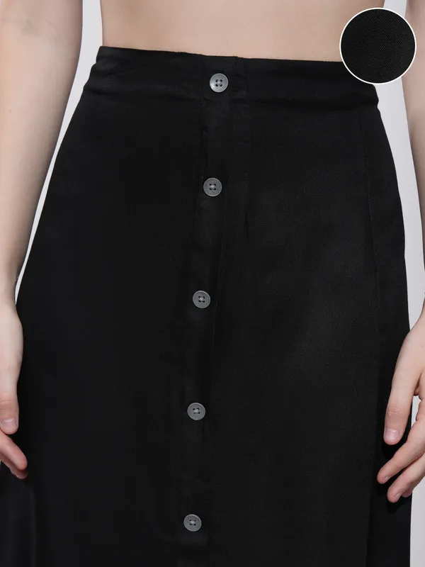 Tokyo Talkies Women Black Midi Skirt