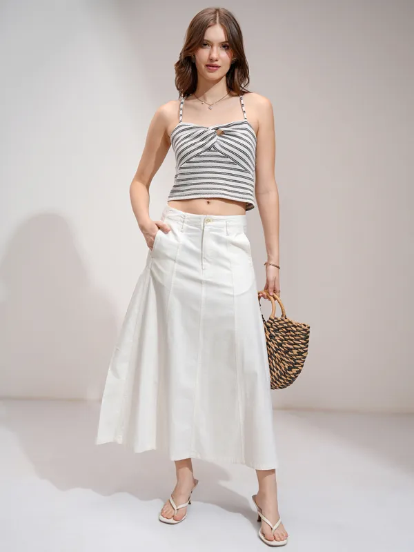 Tokyo Talkies Women Off White Midi Skirt