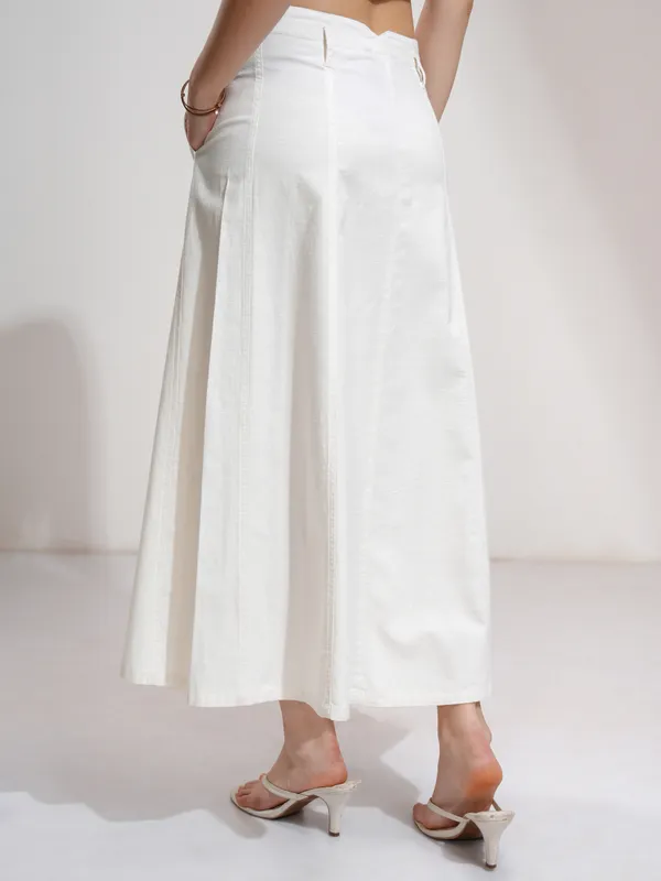 Tokyo Talkies Women Off White Midi Skirt