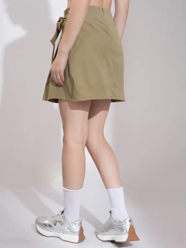 Tokyo Talkies Women Khaki Mini Skirt