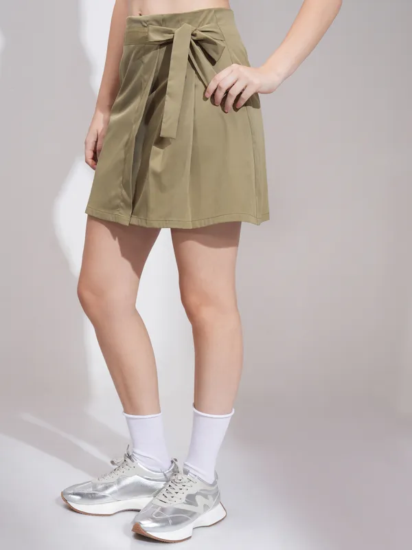 Tokyo Talkies Women Khaki Mini Skirt