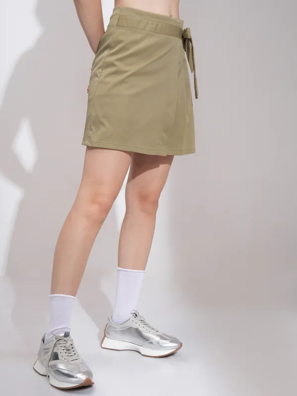 Tokyo Talkies Women Khaki Mini Skirt