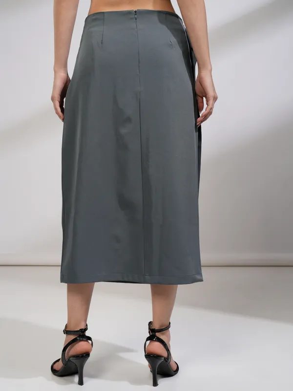 Tokyo Talkies Women Grey Midi Skirt