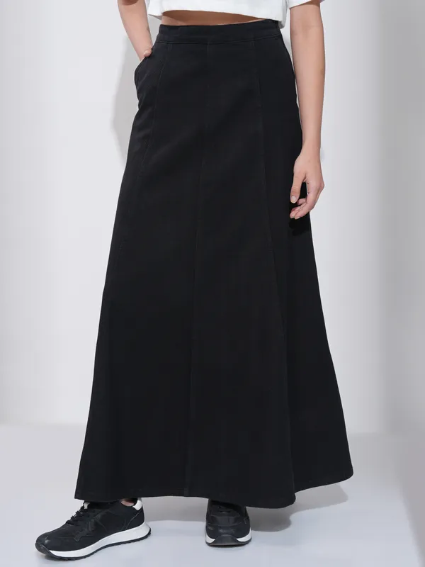 Tokyo Talkies Women Black Maxi Skirt