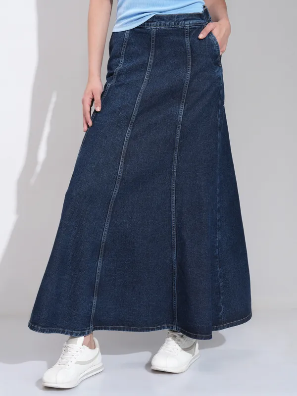 Tokyo Talkies Women Blue Maxi Skirt