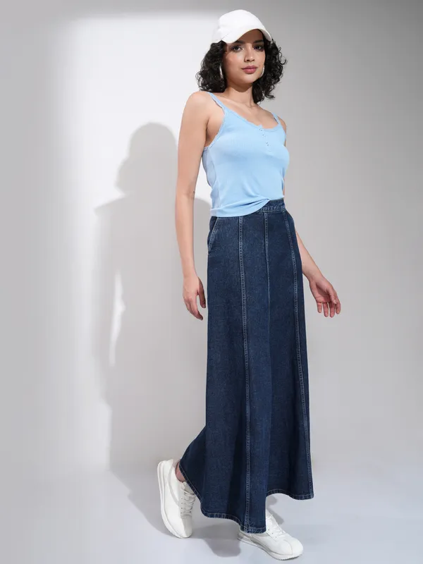 Tokyo Talkies Women Blue Maxi Skirt