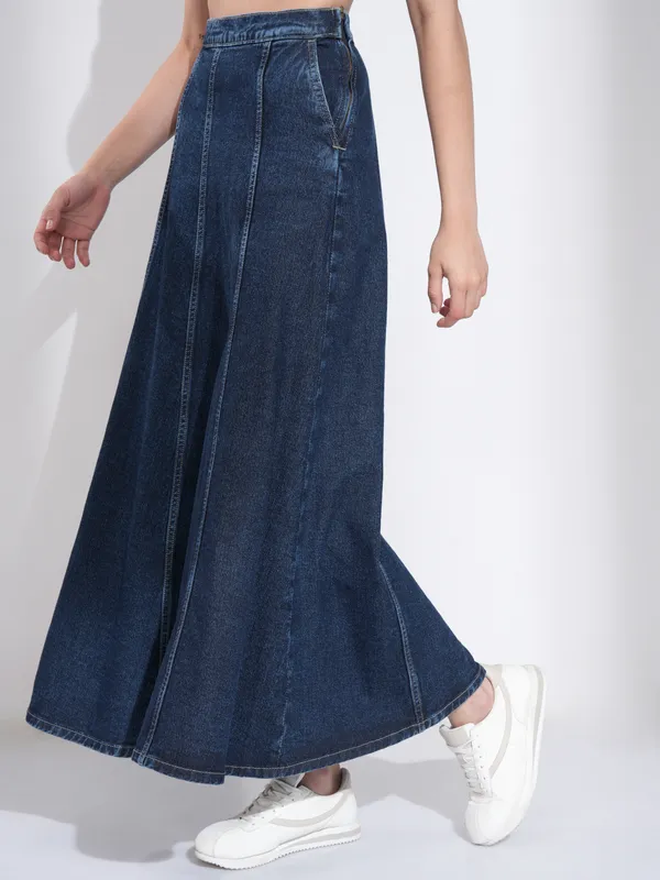 Tokyo Talkies Women Blue Maxi Skirt