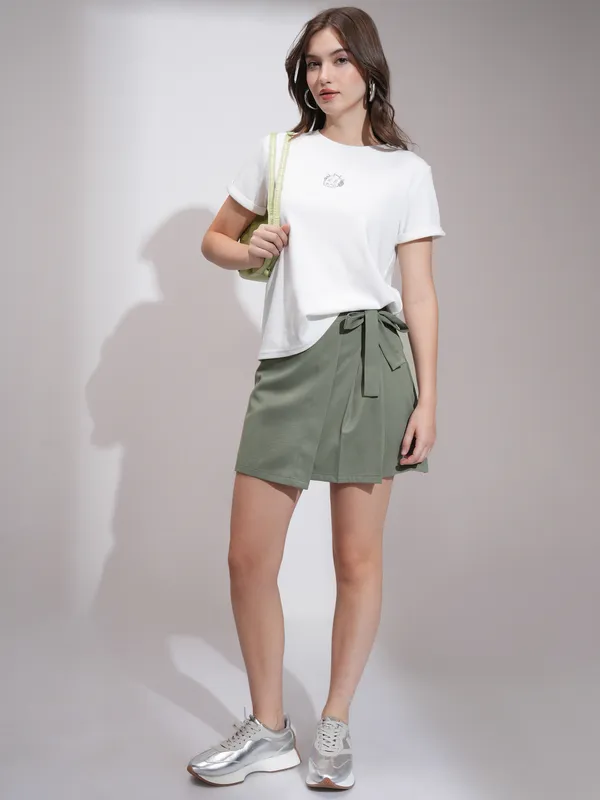 Tokyo Talkies Women Green Mini Skirt